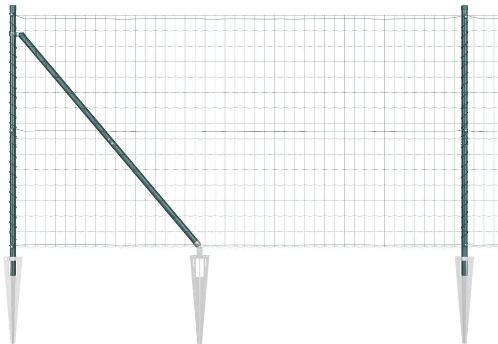 vidaXL Euro Fence με 13 Σταθεροποιητές 1.2x25μ Γαλβανισμένο Ατσάλι Πράσινο