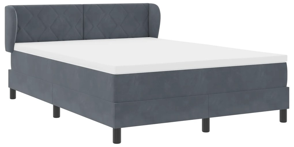 vidaXL κρεβάτι Box Spring με στρώμα  Σκούρο Γκρι 140x200 εκ. Βελούδο