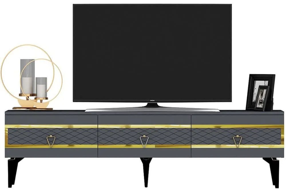 Έπιπλο Τηλεόρασης Ipek 475OLV2705 180x29,6x44,6cm Anthracite-Gold