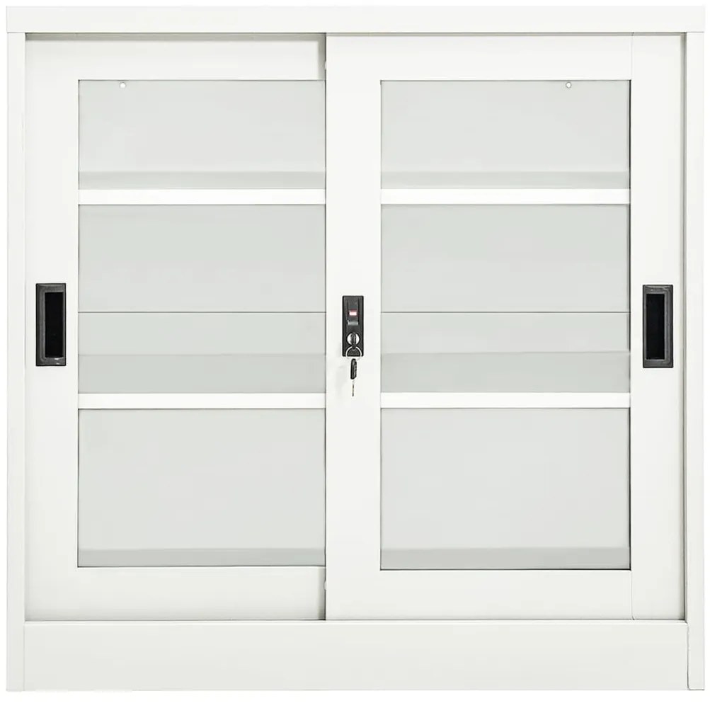 vidaXL Ντουλάπι με Συρόμενη Πόρτα Λευκό 90 x 40 x 90 εκ. Ατσάλινο