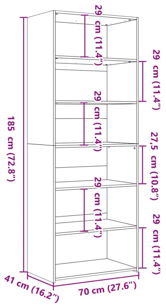 Ντουλάπι Καφέ Δρυς 70x41x185 εκ. Επεξεργασμένο Ξύλο - Καφέ