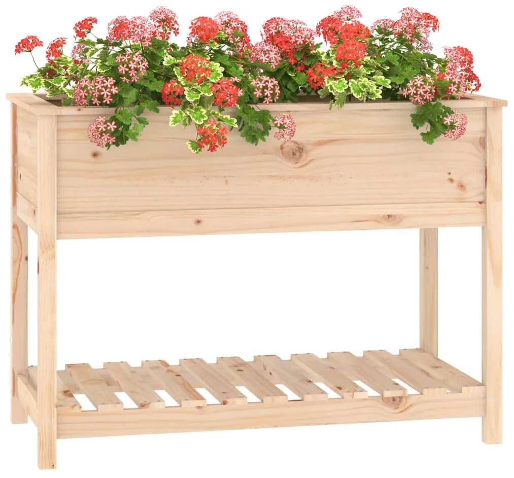 vidaXL Ζαρντινιέρα με Ράφι 111,5 x 54 x 81 εκ. Μασίφ Ξύλο Πεύκου