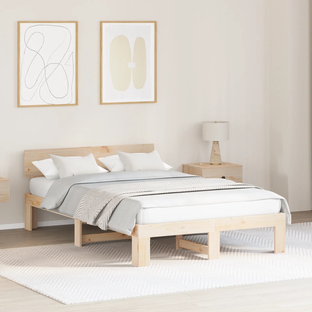 vidaXL Κρεβάτι με κεφαλάρι 120x200 εκ. Μασίφ ξύλο πεύκου