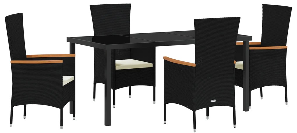 vidaXL Σετ Καρεκλών Κήπου με μαξιλάρι 5 pcs Μαύρο 160 x 80 x 73 εκ