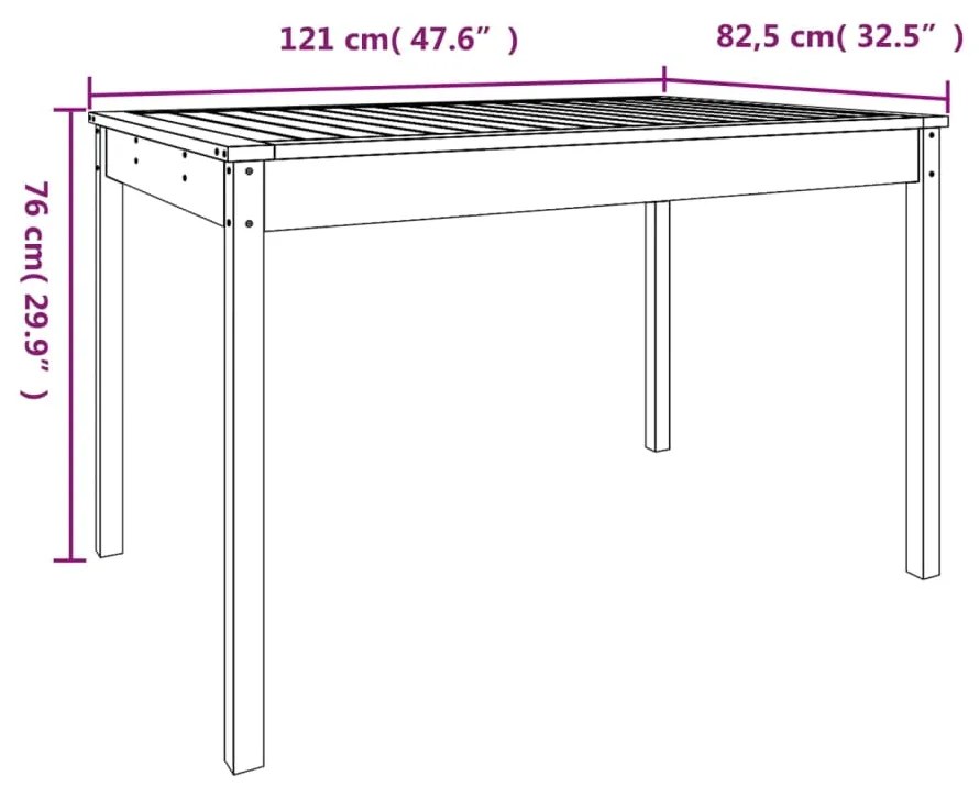 Τραπέζι Κήπου Γκρι 121x82,5x76 εκ. από Μασίφ Ξύλο Πεύκου - Γκρι