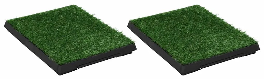 vidaXL Τουαλέτες Κατοικίδ. 2 τεμ Πράσινες 63x50x7 εκ Δίσκος/Συνθ. Χλόη