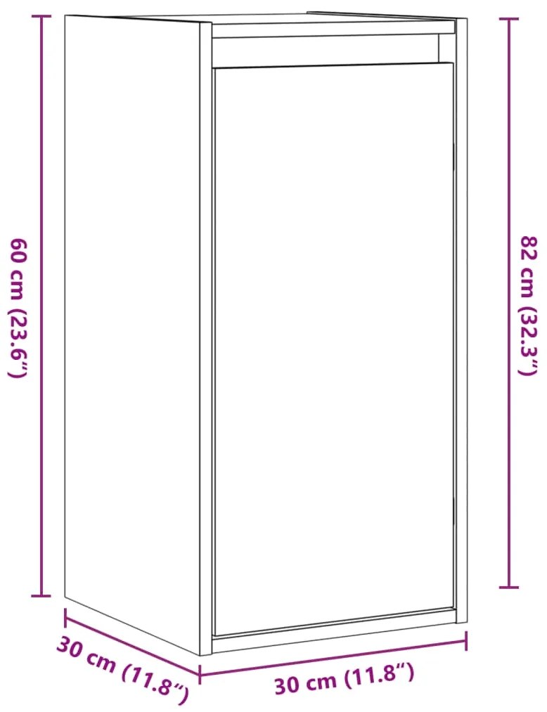 Ντουλάπι Τοίχου 30 x 30 x 100 εκ. από Μασίφ Ξύλο Πεύκου - Καφέ