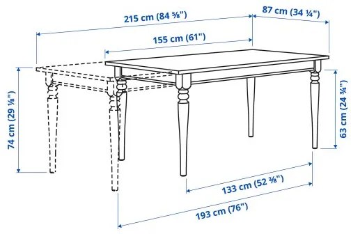 INGATORP/SKOGSBO τραπέζι και 4 καρέκλες, 155/215 cm 195.150.99