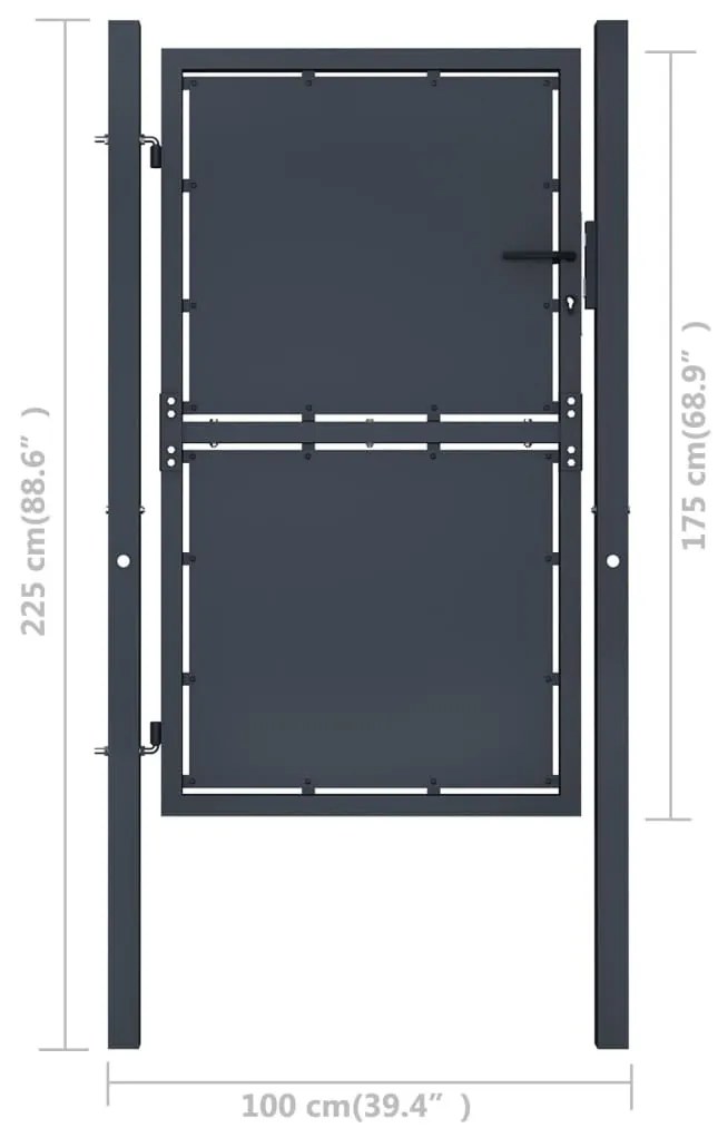 vidaXL Πόρτα Περίφραξης Κήπου Ανθρακί 100 x 175 εκ. Ατσάλινη