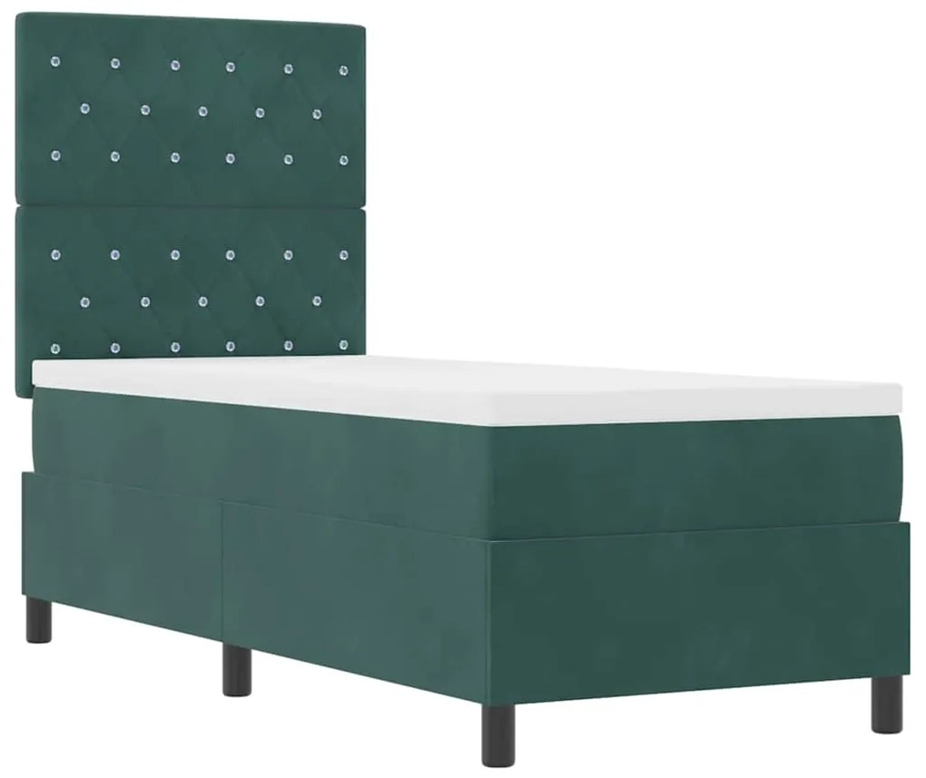 vidaXL Κρεβάτι με ελατήρια Σκούρο πράσινο 80 x 200 cm Βελούδο
