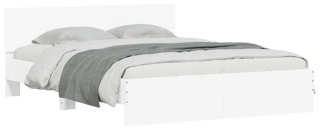 vidaXL Πλαίσιο Κρεβατιού με Κεφαλάρι/LED Λευκό 160x200 εκ.