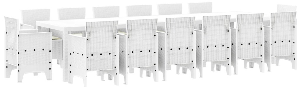 vidaXL Σέτ φαγητού για κήπο 15 pcs Λευκό Rattan Polt