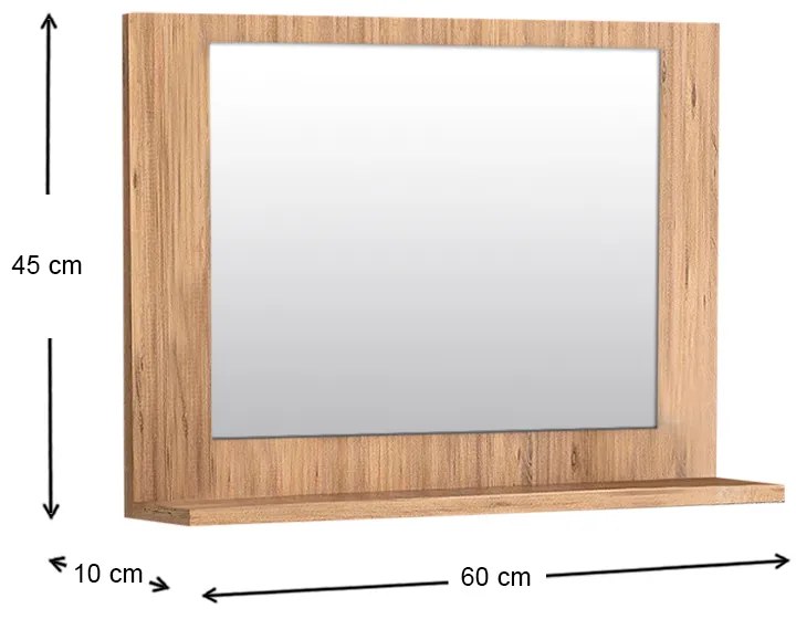 Καθρέφτης μπάνιου Devlin Megapap από μελαμίνη χρώμα pine oak 60x10x45εκ.