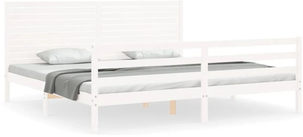 vidaXL Πλαίσιο Κρεβατιού με Κεφαλάρι Λευκό 200x200 εκ. Μασίφ Ξύλο