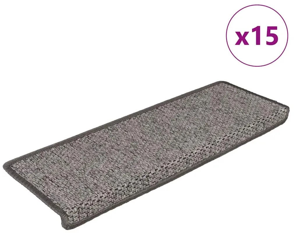 vidaXL Πατάκια Σκάλας Αυτοκόλ. 15 τεμ. Όψη Σιζάλ Γκρι/Μπεζ 65x21x4 εκ.