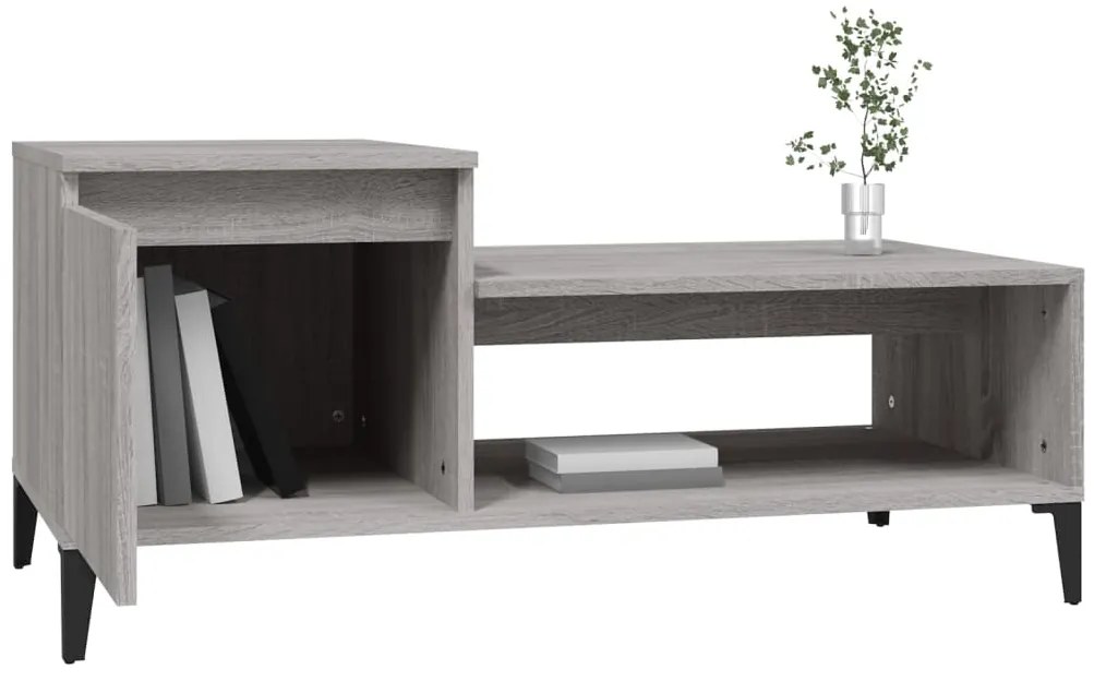 vidaXL Τραπεζάκι Σαλονιού Γκρι Sonoma 100x50x45 εκ. Επεξεργασμένο Ξύλο