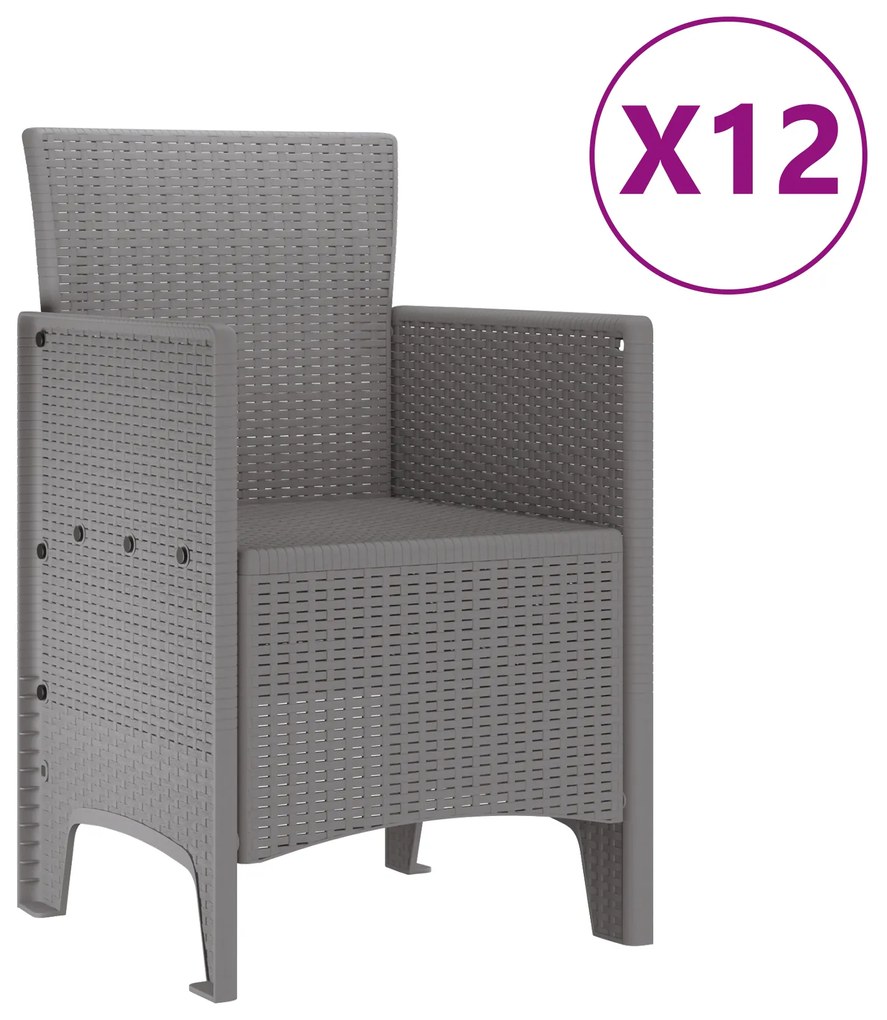 vidaXL Σέτ φαγητού για κήπο 13 pcs Ανοιχτό γκρι Πολυ ράταν
