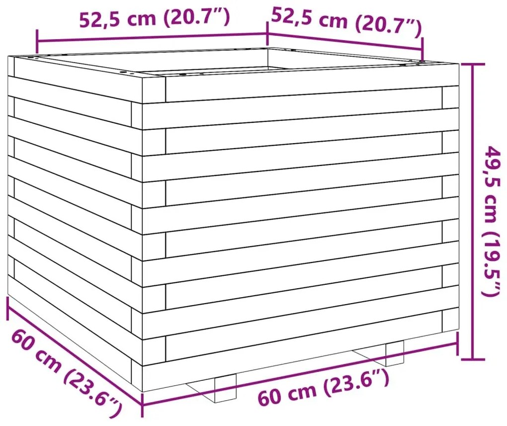 Ζαρντινιέρα Κήπου 60x60x49,5 εκ. από Μασίφ Ξύλο Ψευδοτσούγκας - Καφέ