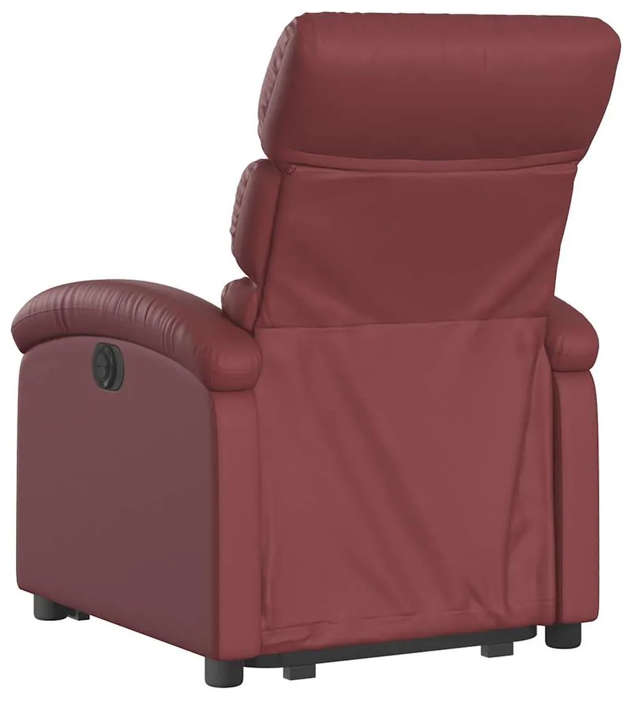 vidaXL Πολυθρόνα Ηλεκ.Ανακλινόμενη με Ανύψωση Μπορντό Συνθ.Δέρμα