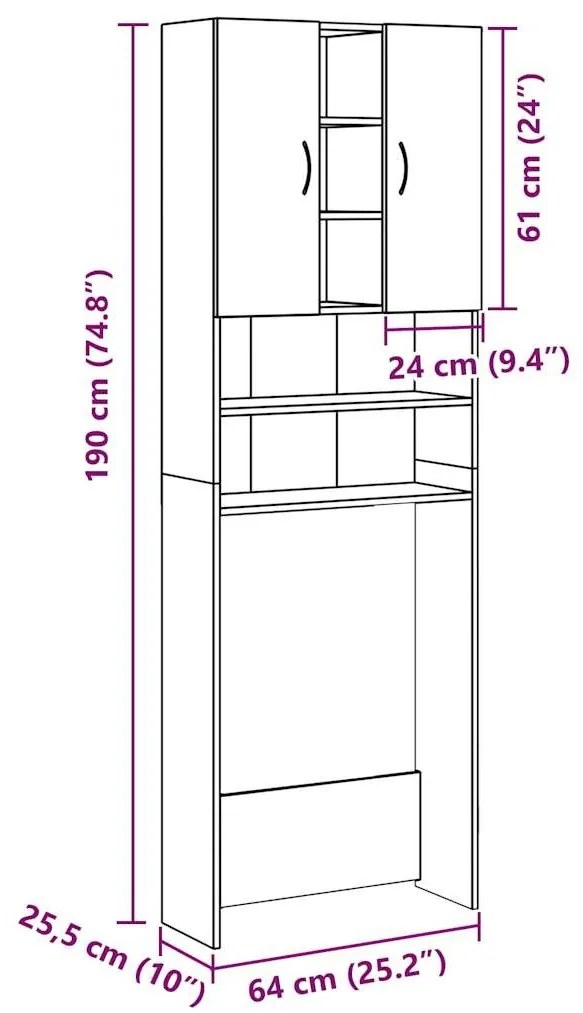 Ντουλάπι Πλυντηρίου Παλιό Ξύλο 64 x 25,5 x 190 εκ. - Παλιό ξύλο
