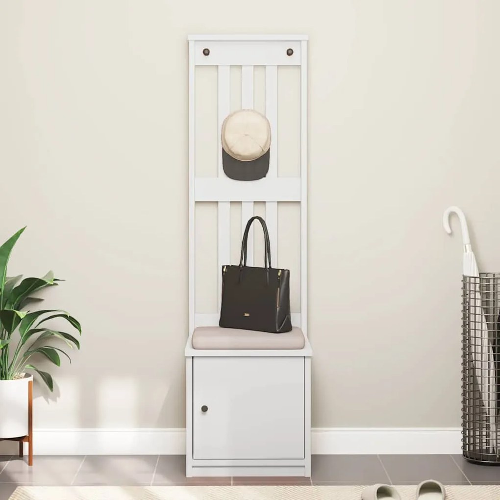 vidaXL Δέντρο χωλ SANDNES Λευκό 45x40x159,5 εκ. Πεύκο μασίφ ξύλο