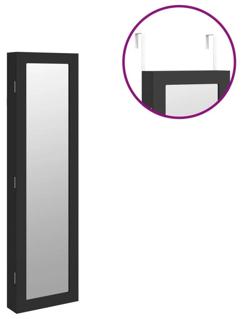 Έπιπλο Κοσμημάτων με Καθρέφτη Επιτοίχιο Μαύρο 30x8,5x106 εκ. - Μαύρο