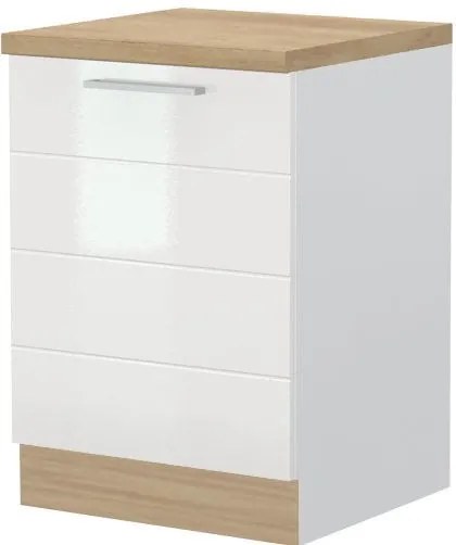 Επιδαπέδιο ντουλάπι Hudson R-60-1K-Λευκό - Λευκό γυαλιστερό