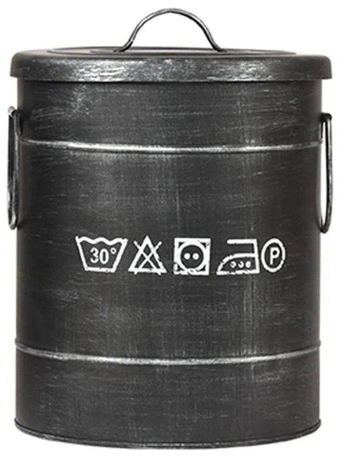 LABEL51 Καλάθι Απλύτων Χρώμα Αντικέ Μαύρο 26 x 26 x 33 εκ. S