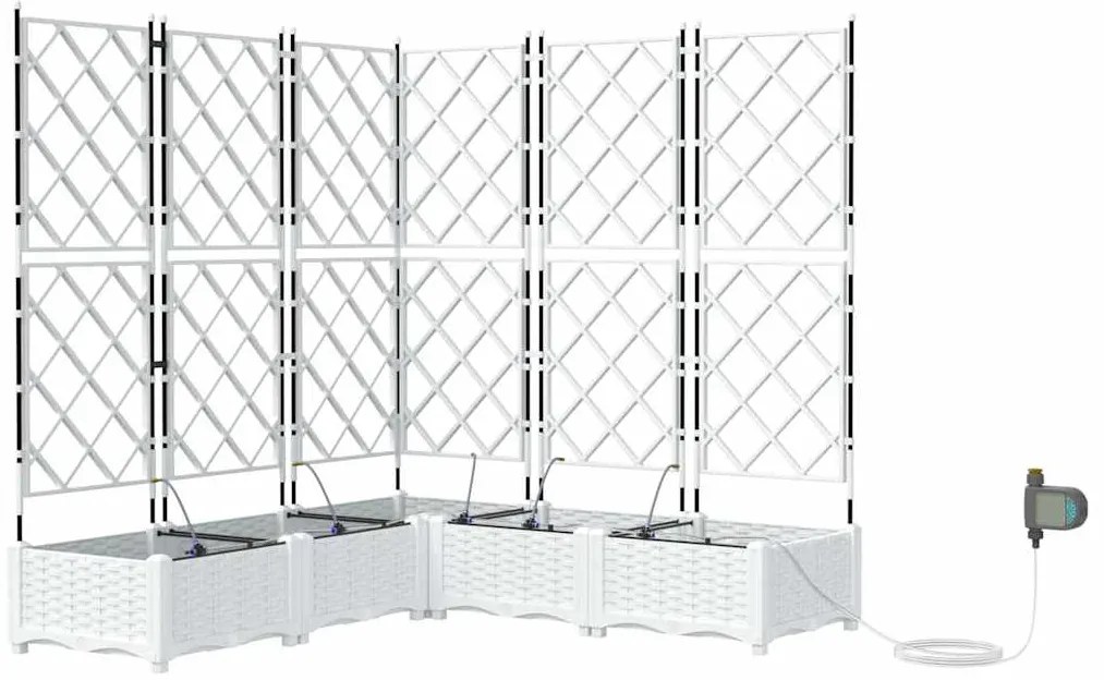 vidaXL Ζαρντινιέρες κήπου Λευκό 120 x 120 x 126 cm Ατσάλι