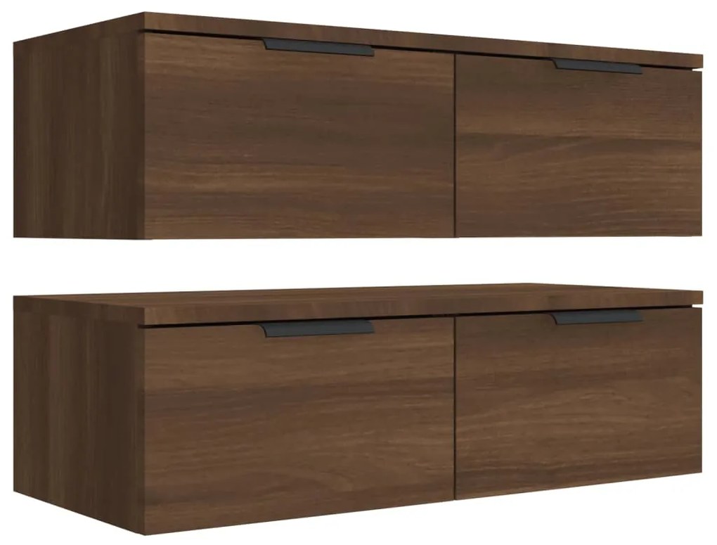 vidaXL Ντουλάπια Τοίχου 2 τεμ. Καφέ δρυς 68x30x20 εκ. Επεξ. Ξύλο
