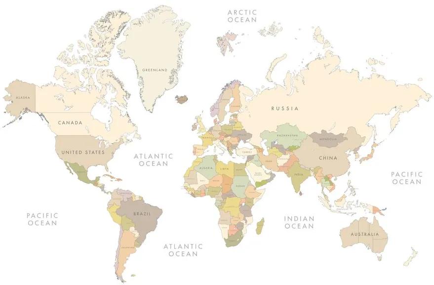Εικόνα στον παγκόσμιο χάρτη φελλού με vintage στοιχεία - 120x80  color mix