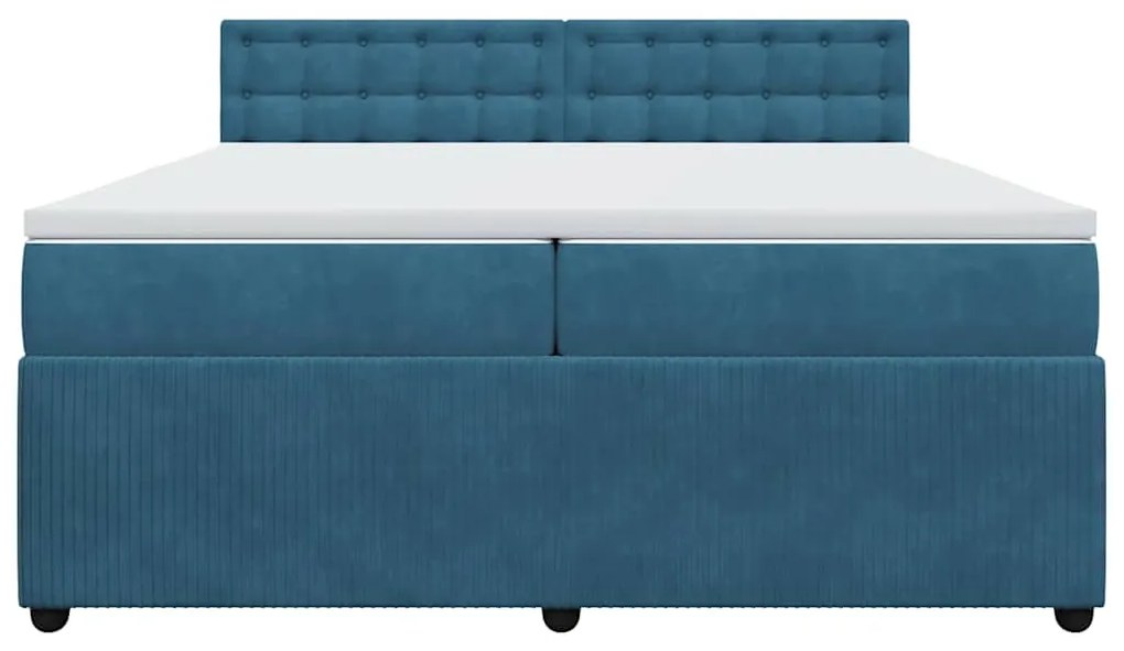 vidaXL Κρεβάτι Boxspring με Στρώμα Μπλε 200x200 εκ. Βελούδινο