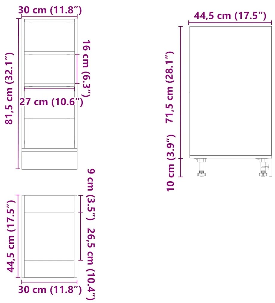 Ντουλάπι Δαπέδου Sonoma Δρυς 30x44,5x81,5 εκ. Ξύλο - Καφέ