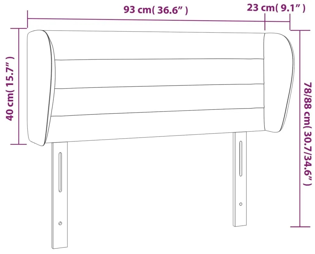 Κεφαλάρι με Πτερύγια Ανοιχτό Γκρι 93x23x78/88 εκ. Βελούδινο 3117320