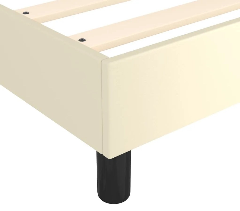 Κρεβάτι Boxspring με Στρώμα Κρεμ 160x200εκ. από Συνθετικό Δέρμα - Κρεμ