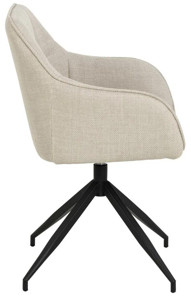 Καρέκλα Oakland 646, Beige, Μαύρο, 85x58x55cm, 9 kg, Ταπισερί, Μεταλλικά, Μπράτσα | Epipla1.gr