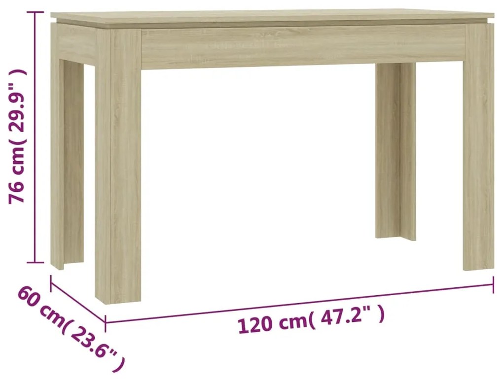 Τραπεζαρία Sonoma Δρυς 120 x 60 x 76 εκ. από Επεξ. Ξύλο - Καφέ