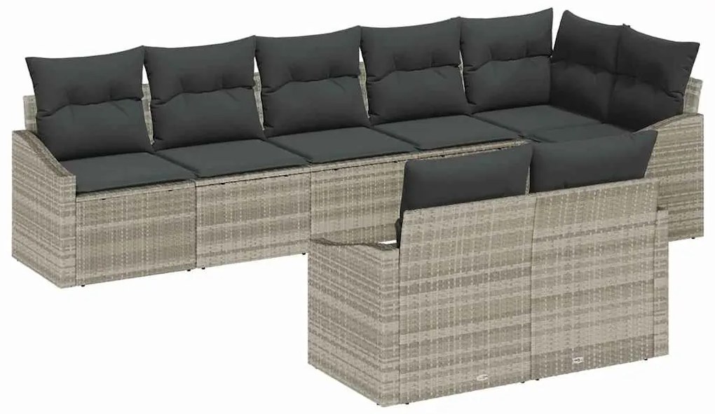 vidaXL Σετ Καναπέ Κήπου 8 pcs Ανοιχτό γκρι Πολυ ράταν
