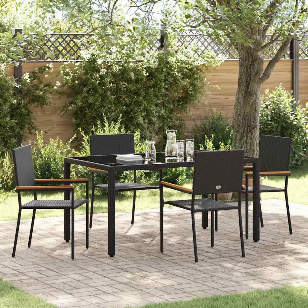 vidaXL Σέτ φαγητού για κήπο 5 pcs Μαύρο 150 x 90 x 75 cm