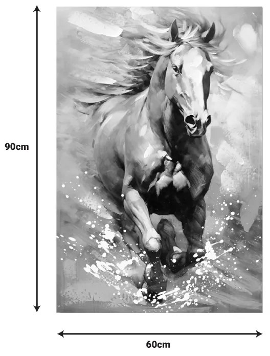 Πίνακας σε καμβά Horse Inart 60x3x90εκ - 296-000031