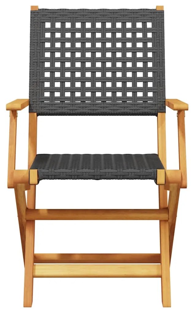 vidaXL Καρέκλες Κήπου Πτυσσόμενες 8 τεμ Μαύρο Συνθ. Ρατάν&Μασίφ Ξύλο