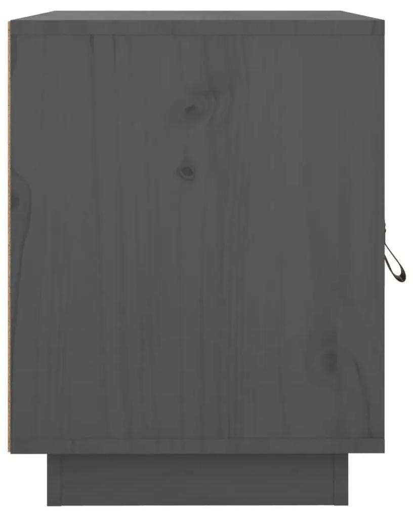 Κομοδίνα 2 τεμ. Γκρι 40x34x45 εκ. από Μασίφ Ξύλο Πεύκου - Γκρι