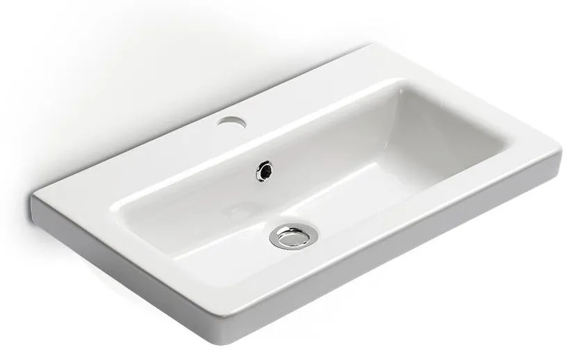 Bianco Ceramica Urban 35060 Λευκός Πορσελάνινος Νιπτήρας Μπάνιου Κρεμαστός ή Ένθετος ή Επικαθήμενος Επίπλου 60x35cm