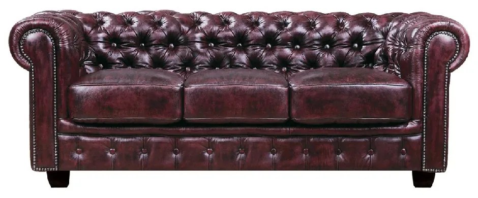 CHESTERFIELD BIRMINGHAM ΚΑΝΑΠΕΣ 3ΘΕΣΙΟΣ ΣΑΛΟΝΙΟΥ ΚΑΘΙΣΤΙΚΟΥ, ΔΕΡΜΑ ANTIQUE RED