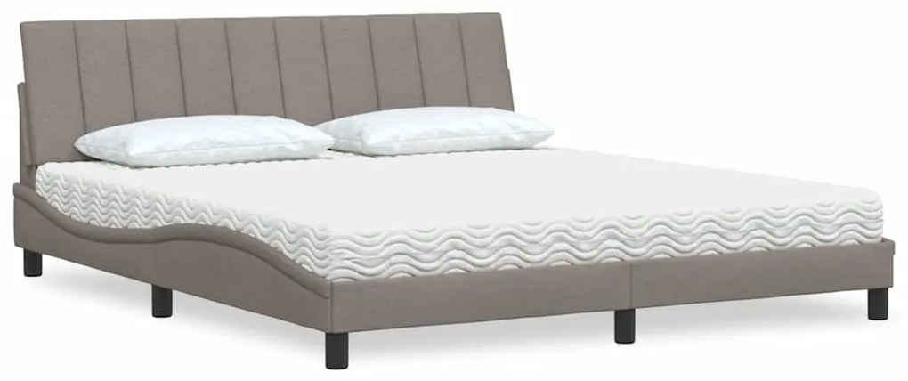 vidaXL Κρεβάτι με Στρώμα Hanko Taupe 180x200 εκ. Υφασμάτινο