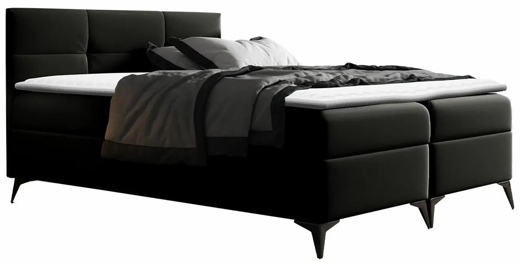 Κρεβάτι continental Baltimore 134, Continental, Διπλό, Μαύρο, 200x200, Οικολογικό δέρμα, Τάβλες για Κρεβάτι, 204x208x115cm, 133 kg, Στρώμα: Ναι