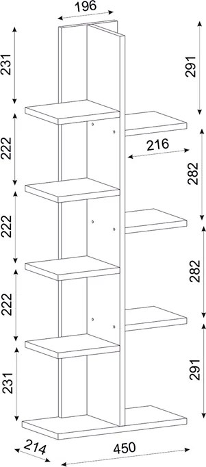 Βιβλιοθήκη Tree Megapap χρώμα λευκό 45x21,4x121,8εκ.