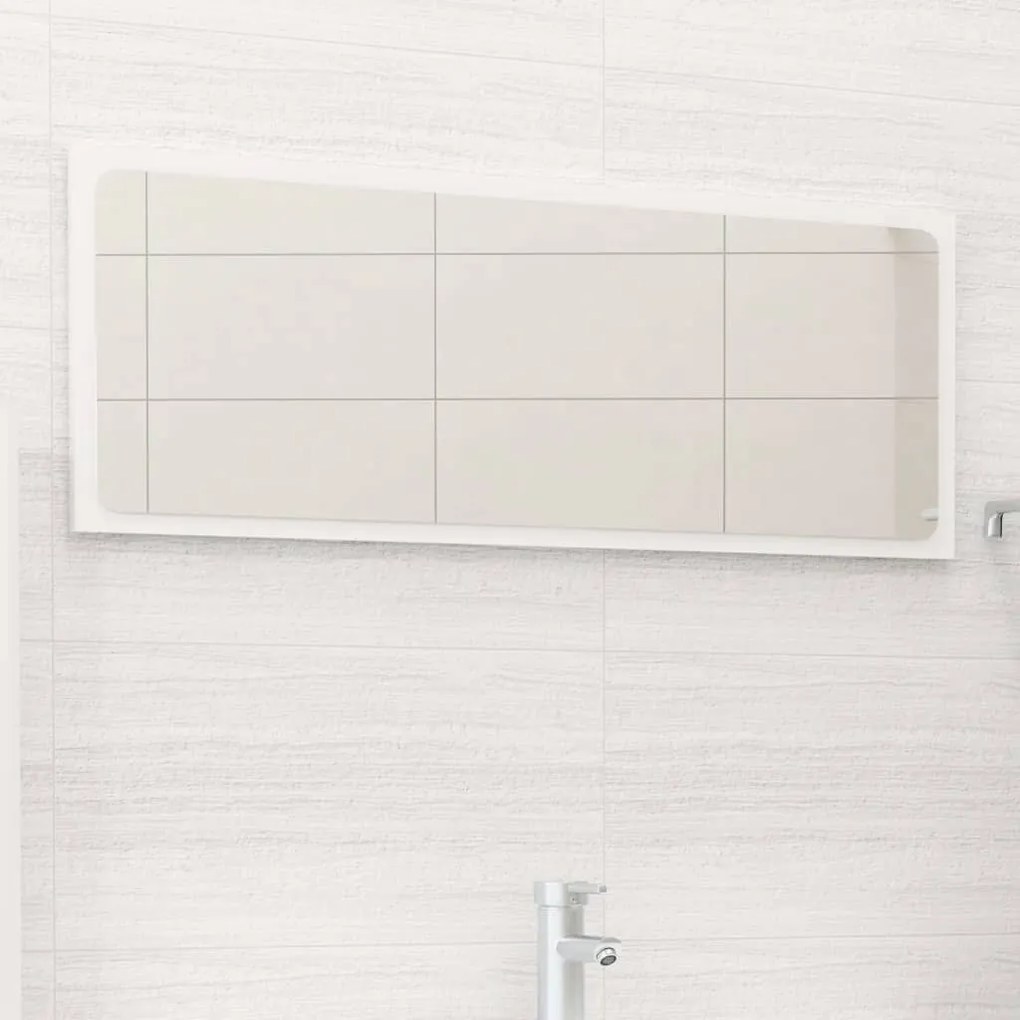 vidaXL Καθρέφτης Μπάνιου Γυαλιστερό Λευκό 90x1,5x37 εκ. Επεξ. Ξύλο