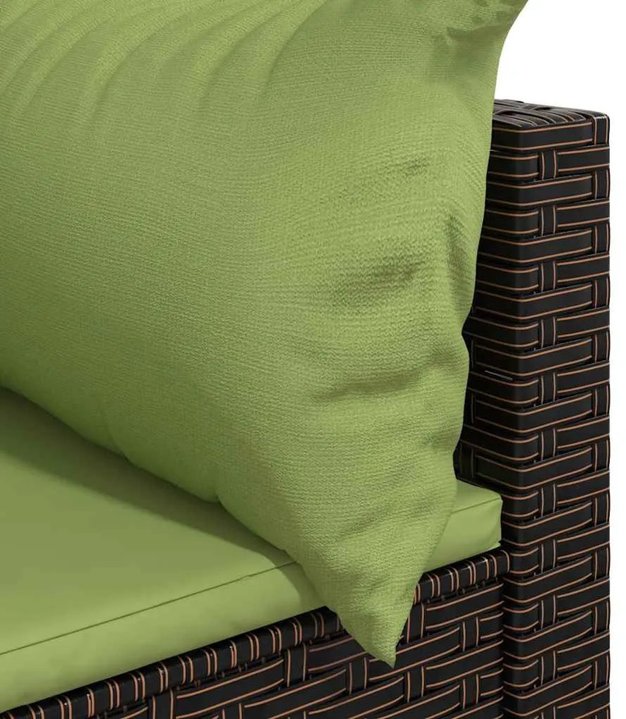 vidaXL Καναπέδες Κήπου Γωνιακοί με Μαξιλάρια 2 τεμ. Καφέ Συνθ. Ρατάν