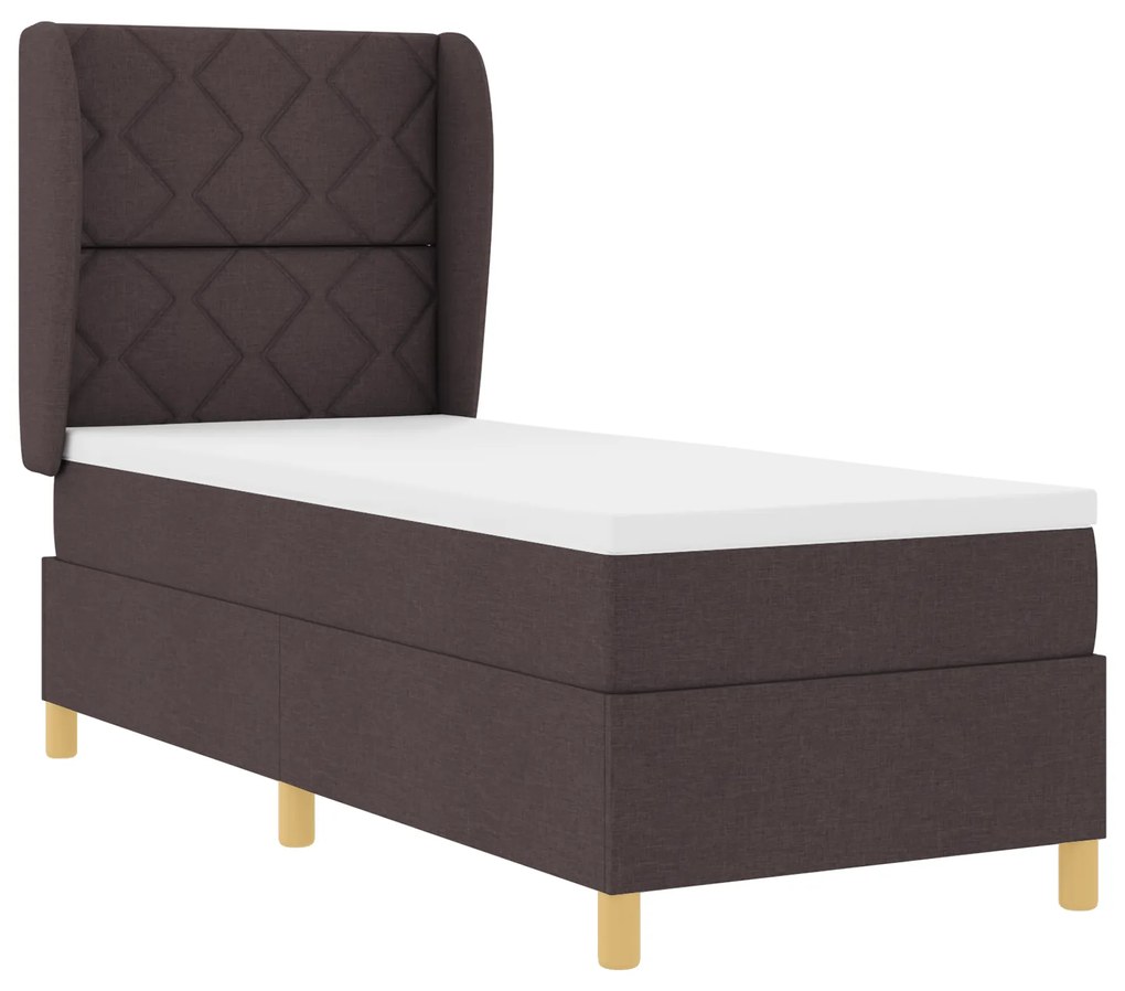 vidaXL Κρεβάτι Box Spring με Στρώμα Σκούρο Καφέ 80x200 εκ. Ύφασμα